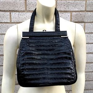 Black Embossed Crocodile Texture Bag